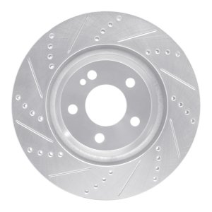 Mercedes-Benz C300 Brake Rotor (1) - Rear Right - R1 Concepts - Drilled & Slotted - Silver - `15-`23